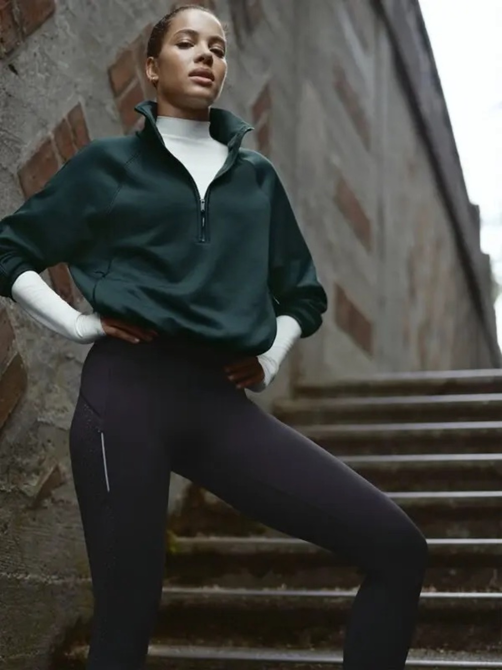 ATHLETA Altitude Fleece Lined 1/2 Zip Sweatshirt cypress